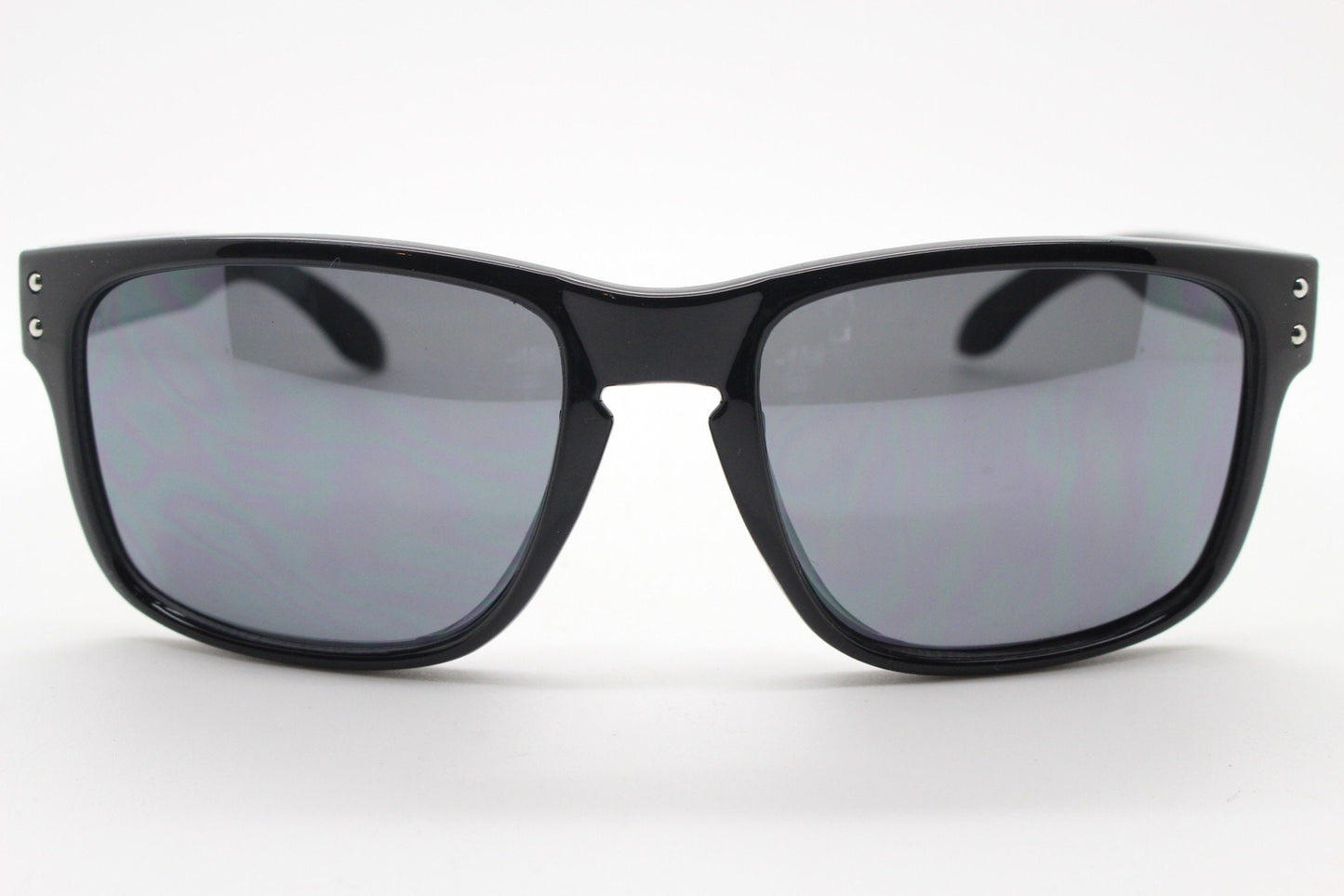 Y2K vintage rectangular sunglasses. Large curved mens black gloss frame with dark grey lenses. NOS
