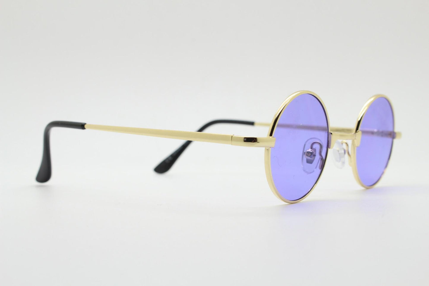 Kids 90s round vintage sunglasses. Rose gold metal frame with purple lenses. Childrens. John Lennon. Unused NOS. Full UV protection
