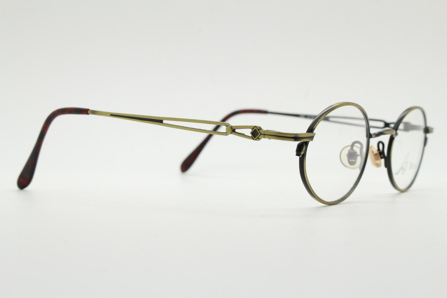 Paris Ma 90s vintage small oval eye glasses. Brushed bronze optical frames with charming details. Prescription NOS. Steampunk spectacles