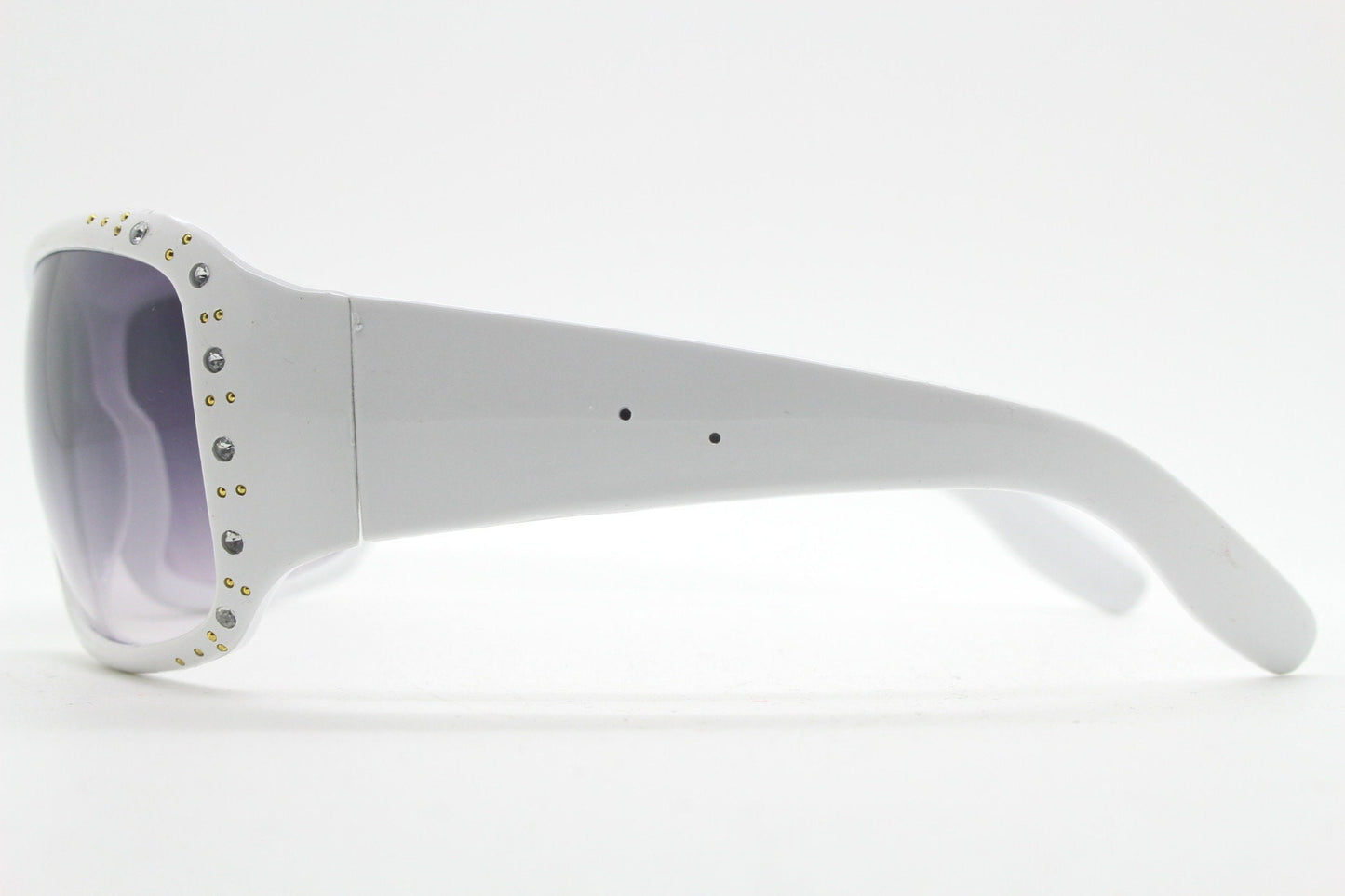 Y2K vintage white shield sunglasses with diamante. Definitive 2000s lethal bling wrap around mini mask with curved lenses. Unused NOS visor