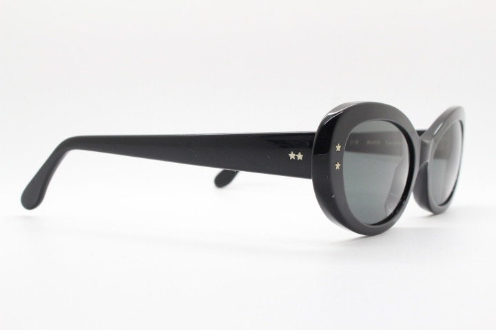 Cutler and Gross London vintage oval cateye sunglasses. Womens chunky plain black gloss acetate cat eye. NOS Y2K
