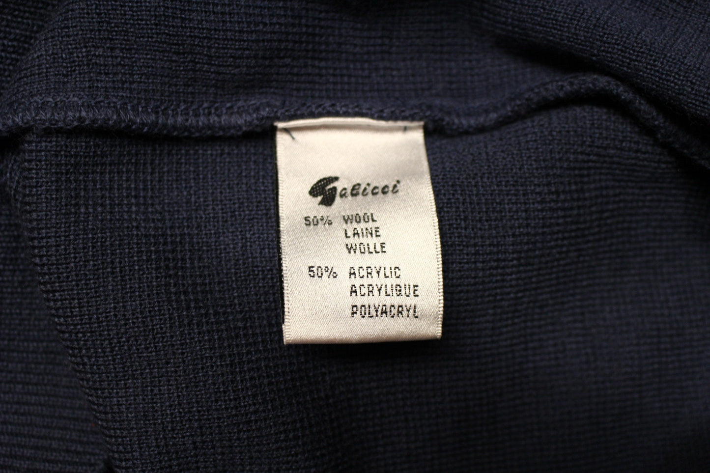 Gabicci vintage knit jumper with block pattern. Blue crew neck sweater. BNWT size L. 80s. One off sample pullover. Clearance - RRP 80 GBP