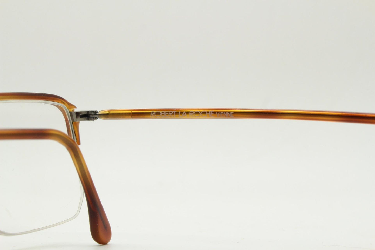Robert La Roche rectangular half frame eye glasses made in Italy. 90s vintage minimal brown optical frame. Prescription eyeglasses RX. NOS
