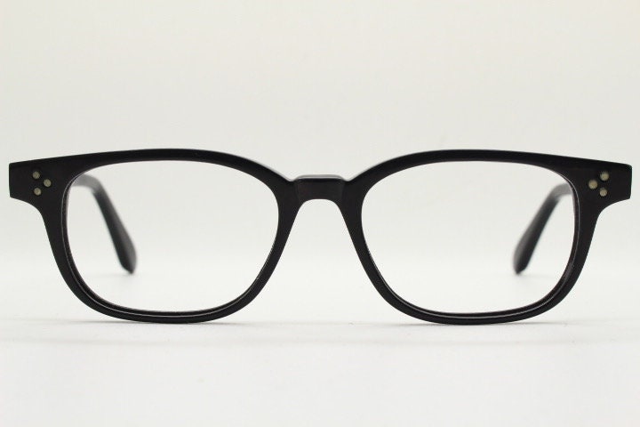 Illesteva rectangular eye glasses hand made in Italy model meadow. Plain black satin finish acetate optical frames. Prescription RX