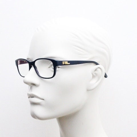 Ralph Lauren rectangular eye glasses model 6119. Navy blue acetate optical frame with red interior. Prescription eyeglasses. RX spectacles