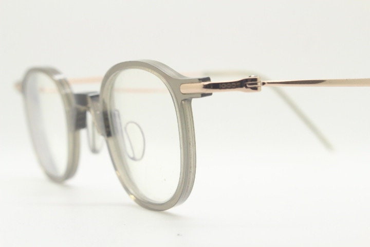 Snow small square eye glasses. Transparent grey acetate optical frames with unbreakable titanium arms. 20s style Prescription spectacles. RX