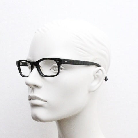 Etnia Barcelona rectangular eye glasses model Brighton. Dark check granite grey thick acetate optical frame. Prescription vintage RX