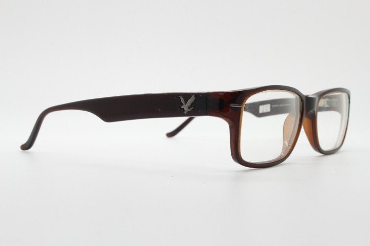 Lyle and Scott rectangular flat top eye glasses. Dark brown gloss optical frames. Prescription eyeglasses. RX Spectacles. Vintage