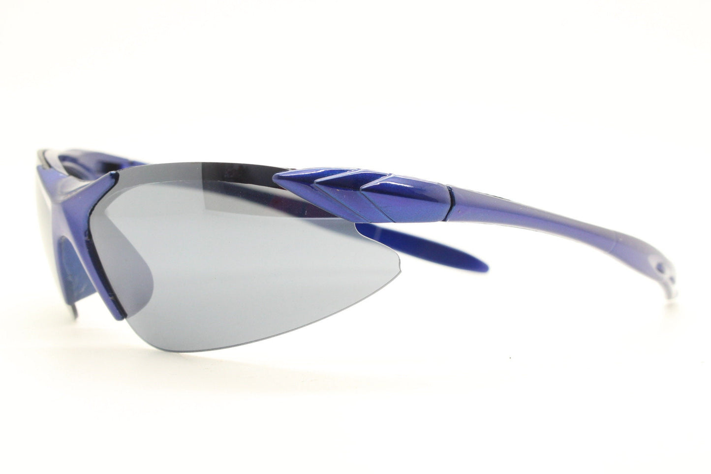 2000s vintage visor sunglasses. Blue half frame wrap around sports shield with pointed lenses. Mini mask. Cycling. Y2K. NOS