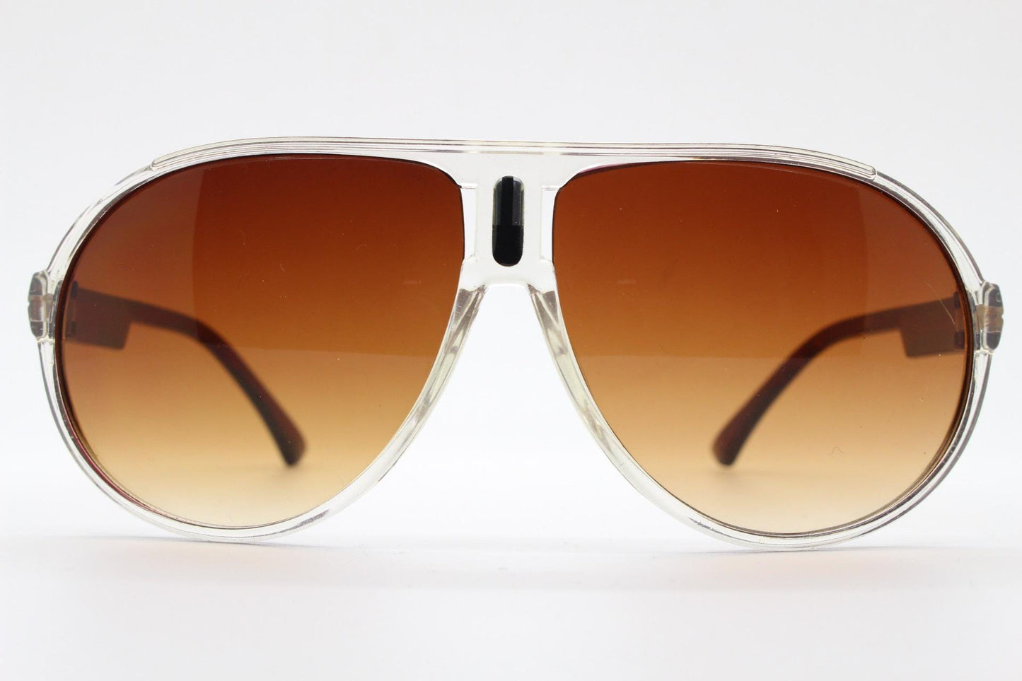 Y2K vintage aviator sunglasses. 2000's transparent and brown frame with graduating lenses. 70s design. 00's NOS aviators