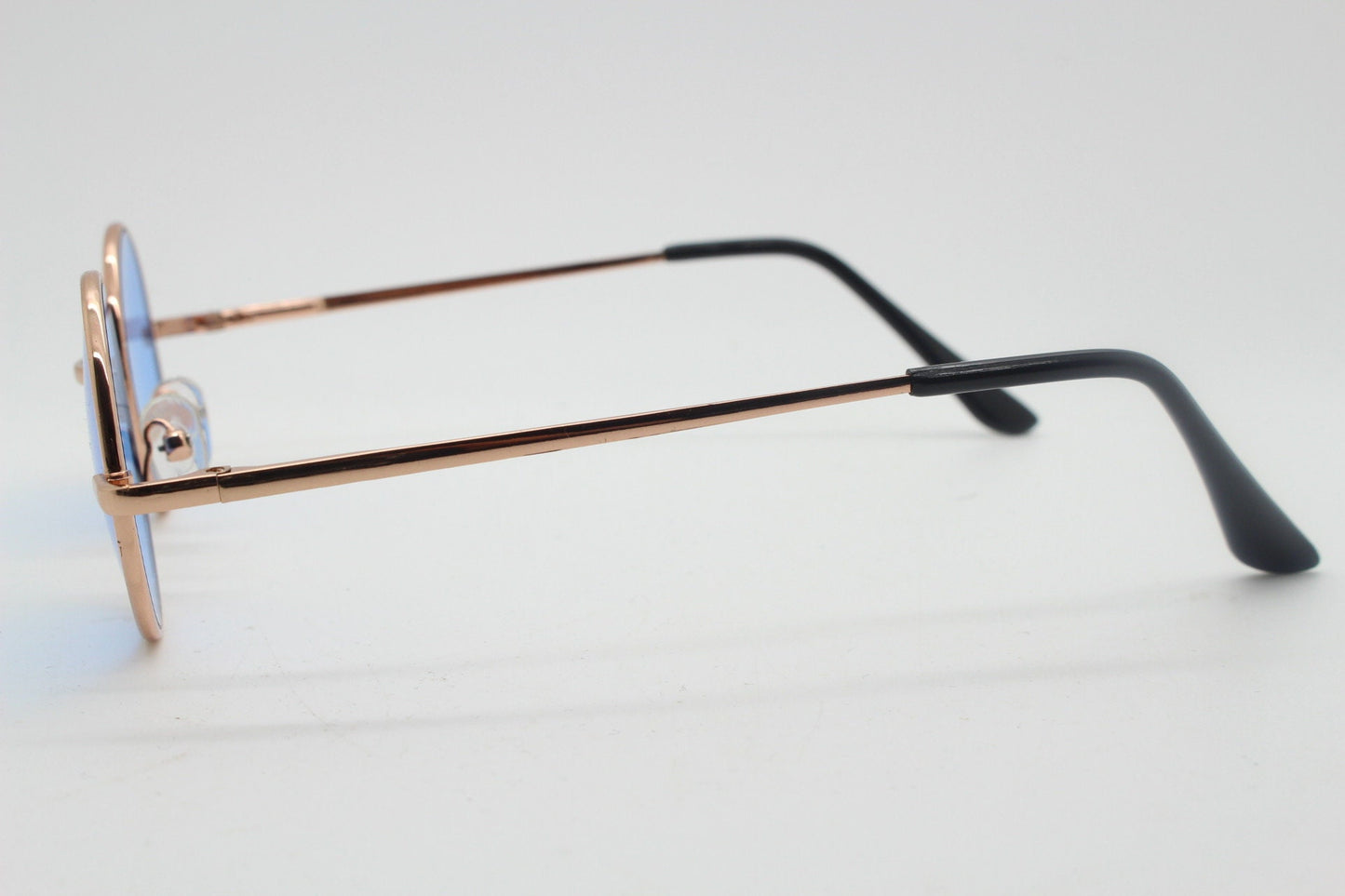 Kids 90s round vintage sunglasses. Rose gold metal frame with sky blue lenses. Childrens. John Lennon. BNWT