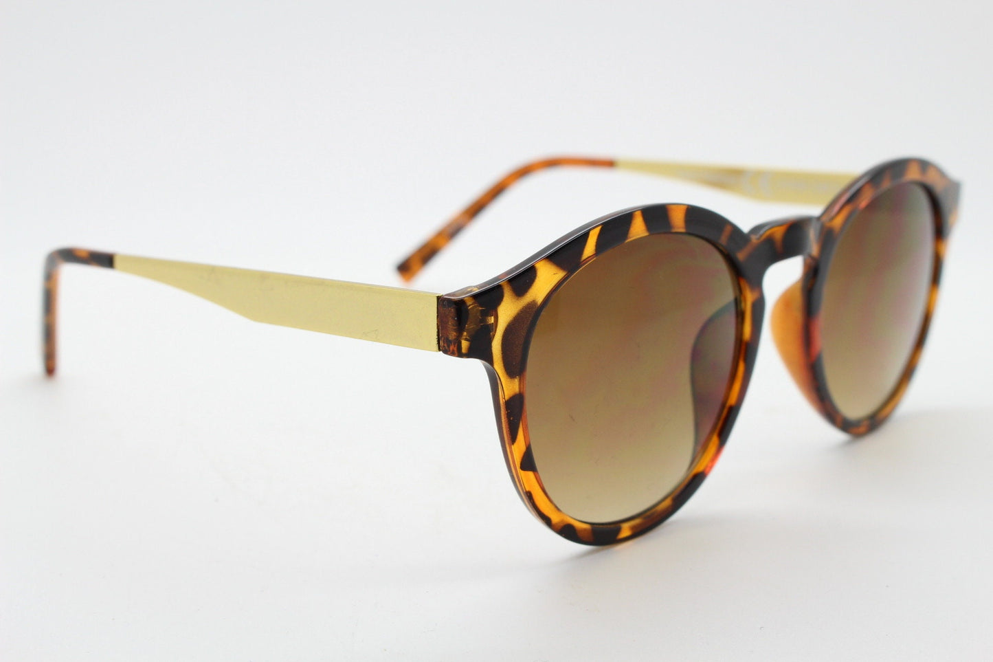 90s vintage round sunglasses. Tortoise 40s style frames with gold arms. Mens NOS