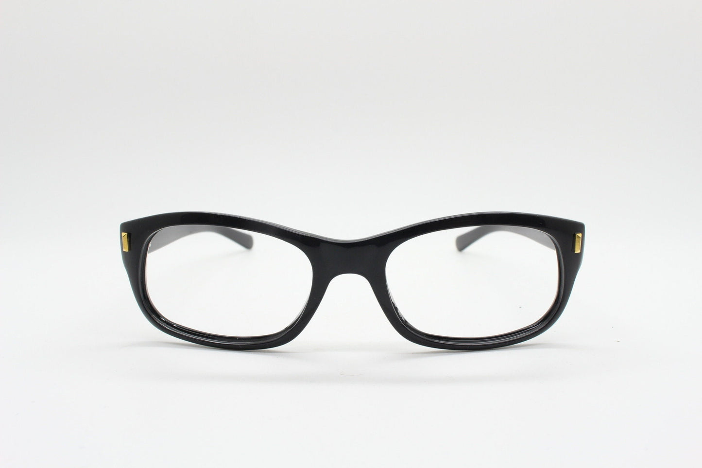 90s vintage black glasses. 60s design low profile rectangular straight arm optical frames. Prescription eyeglasses. RX Spectacles. BNWT NOS