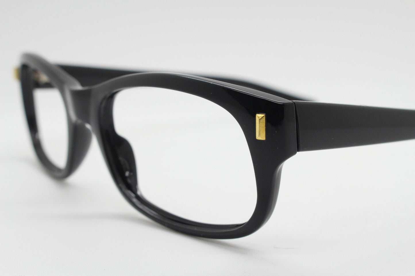 90s vintage black glasses. 60s design low profile rectangular straight arm optical frames. Prescription eyeglasses. RX Spectacles. BNWT NOS