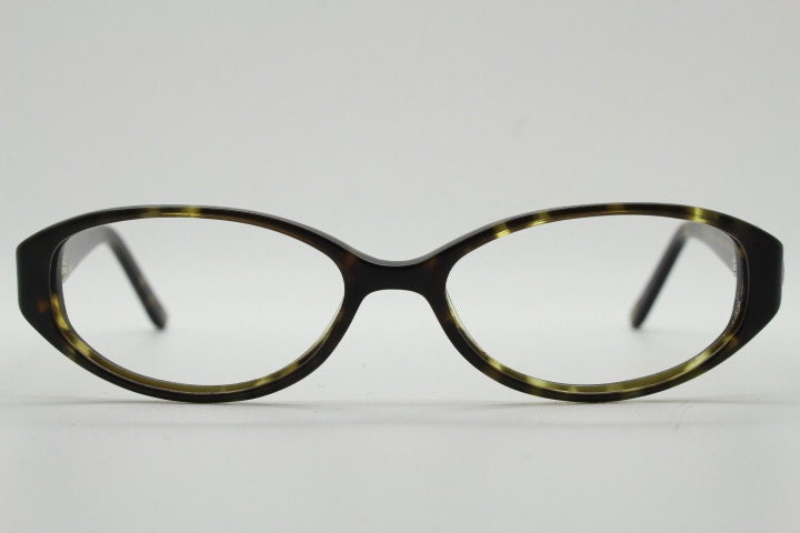 Lulu Guinness vintage oval eye glasses. Dark tortoise low profile optical frames. Prescription eyeglasses. RX spectacles