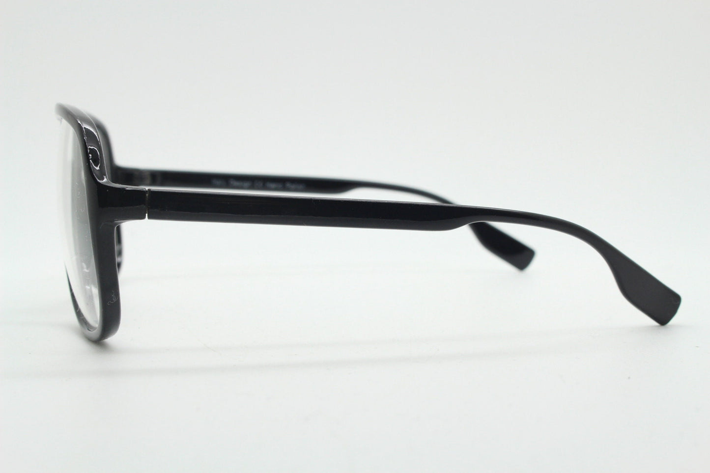 90s vintage square aviator eye glasses. Slim black gloss optical frame aviators. RX prescription eyeglasses. NOS
