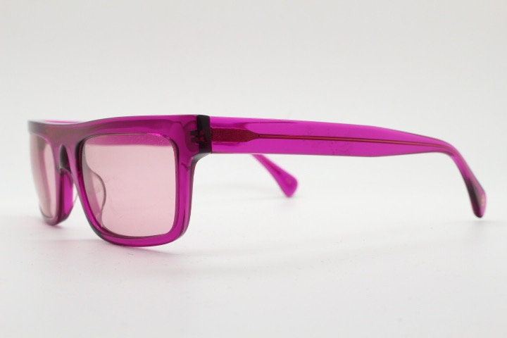 Kaleos rectangular flat top sunglasses. Shocking pink acetate chunky frame with same colour lenses. BNWOT