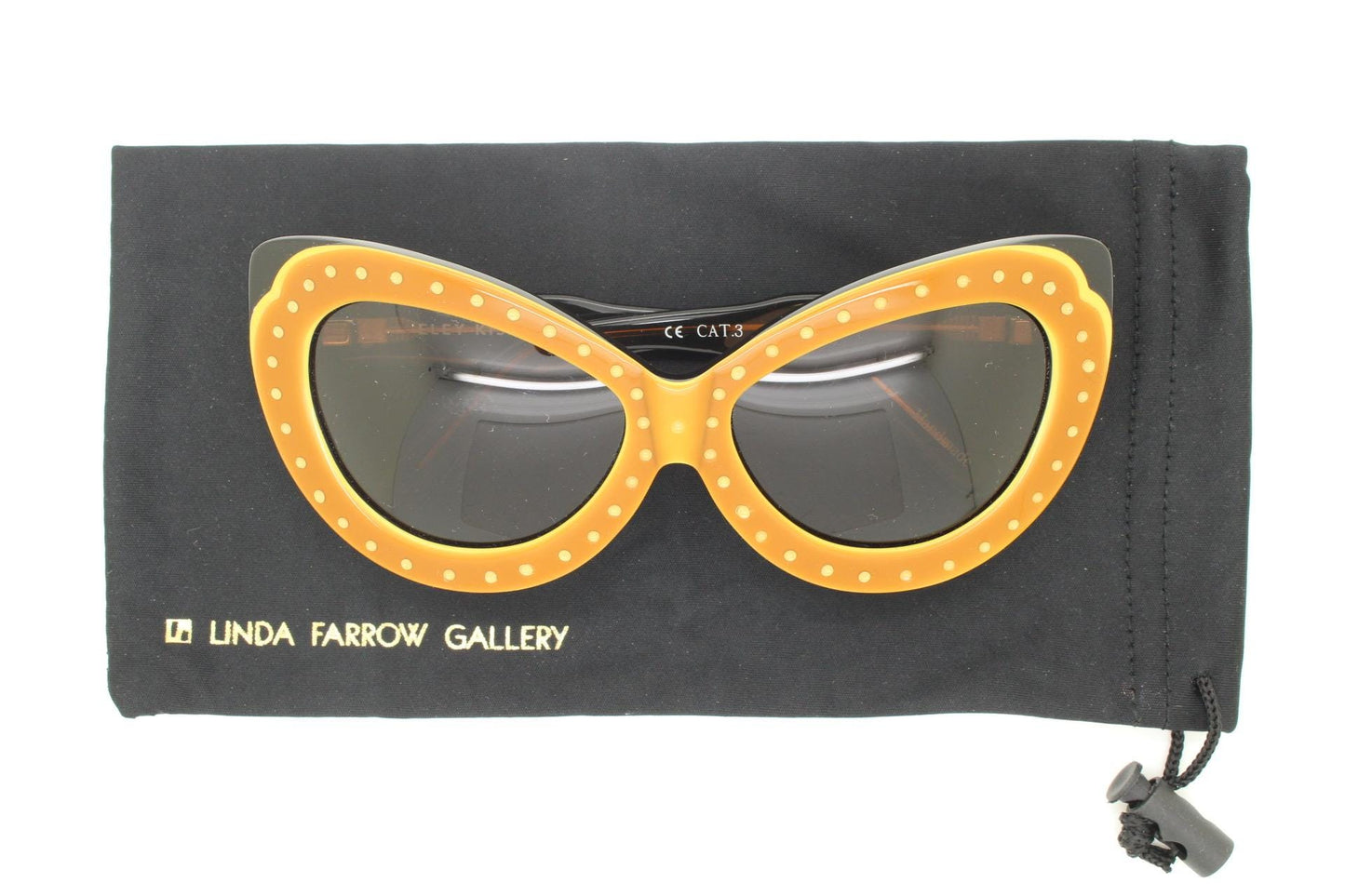 Eley Kishimoto by Linda Farrow oversized cat eye sunglasses. Dynamic handmade vintage layered acetate cateye. Luxe Gallery Projects. BNWT