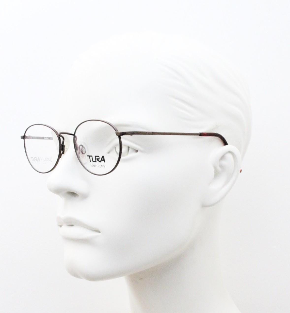 Tura 90s vintage oval eye glasses made in Japan. Satin metallic bronze finish optical frame in neat proportions. Prescription. Unused BNWT