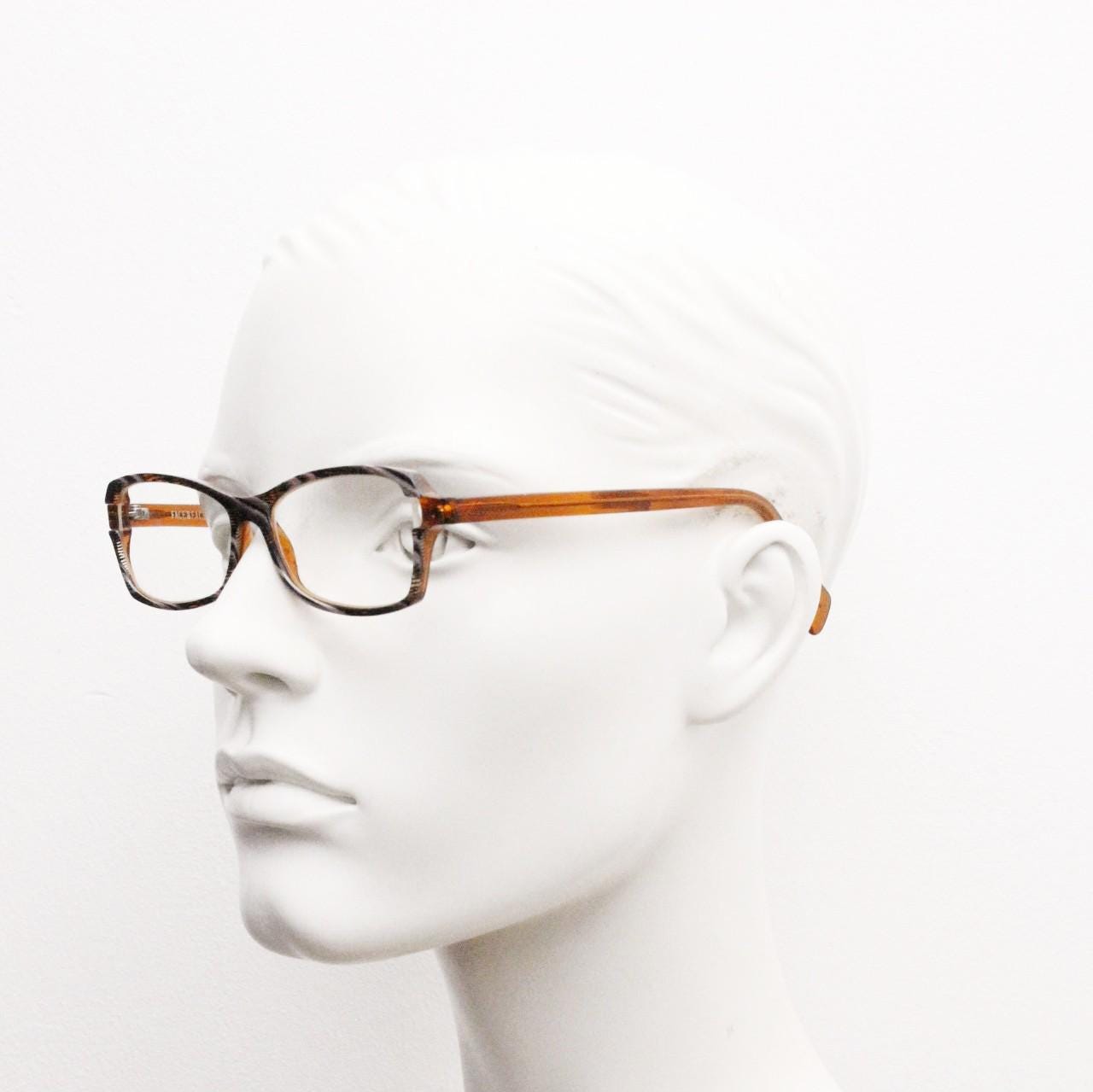 Face a Face Paris vintage rectangular eyeglasses Superior quality transparent brown acetate optical frame with striped front Prescription RX