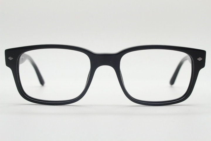 Lyle and Scott rectangular eye glasses. Classical plain black gloss 60s design optical frames. Prescription. RX Spectacles. Men mod vintage