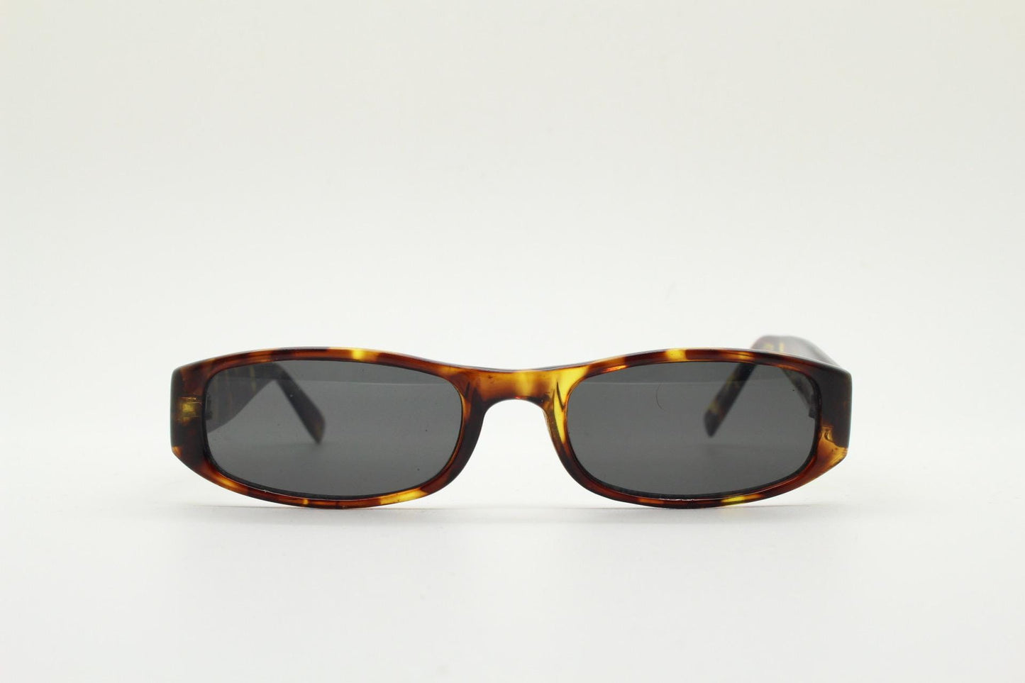 90s vintage rectangular sunglasses. Authentic and sharp low profile vibrant tortoise frame with full height arms. BNWT Unused NOS