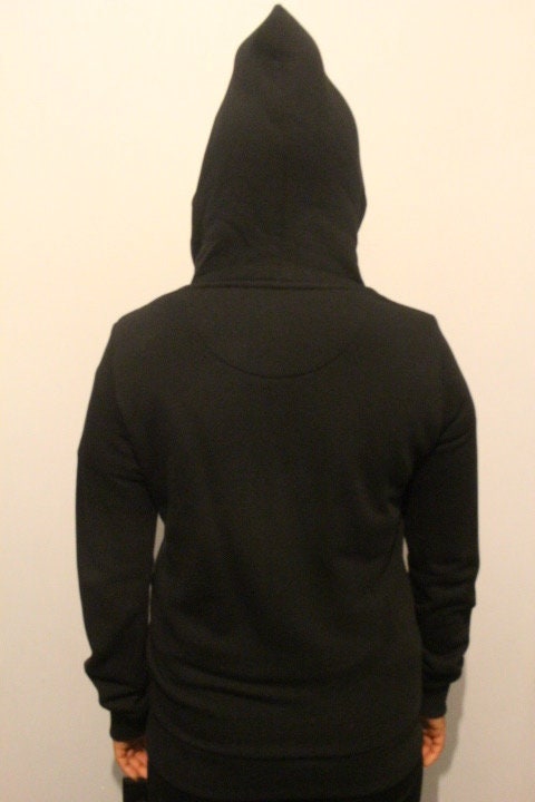 Diesel Timeless fitted pullover hoody sweatshirt. Womens all black hooded jumper with real leather V panel. BNWOT production sample Size S