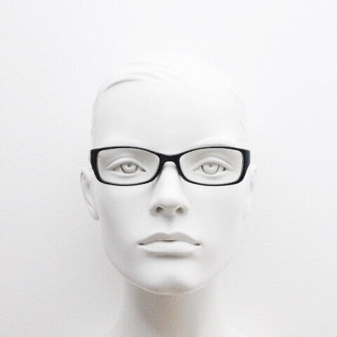 Calvin Klein rectangular glasses model 5714. Black gloss low profile acetate optical frames. Prescription eyeglasses. RX vintage spectacles