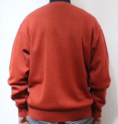 Gabicci vintage plain knit jumper. Mens orange round neck wool sweater. BNWT. Unused NOS pullover. Clearance item - rrp 80 GBP