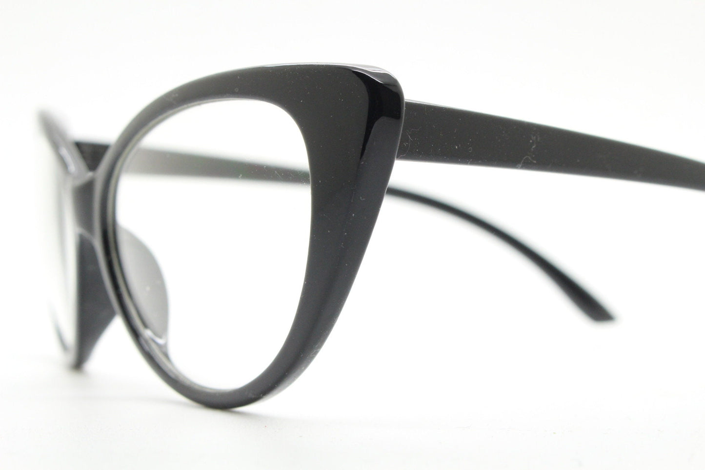 Pointed cat eye glasses. Vintage black clear lens optical frames. Y2K womens prescription eyeglasses. 50s rockabilly spectacles