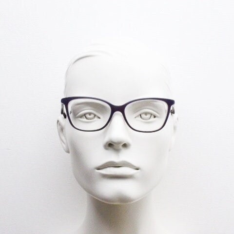 Carrera rectangular cat eye glasses. Deep purple layered acetate small cateye optical frames. Prescription eyeglasses. Vintage RX spectacles