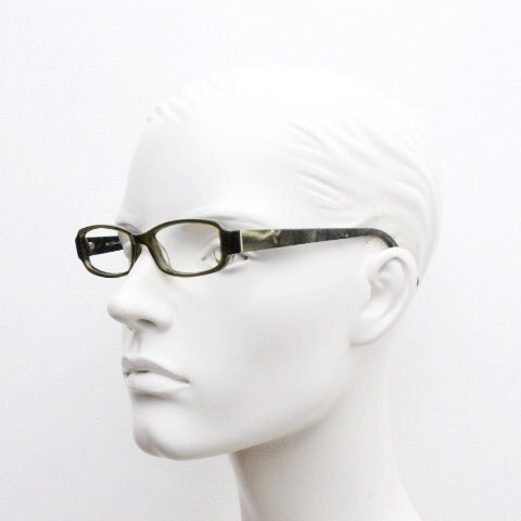 Calvin Klein Collection rectangular low profile eye glasses. Dark marbled grey acetate optical frames. Prescription eyeglasses. Vintage RX