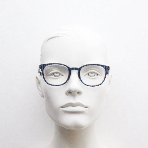 Boss Orange vintage wayfarer shape eye glasses. Black and navy striped optical frames with keyhole bridge. Prescription eyeglasses. RX Hugo