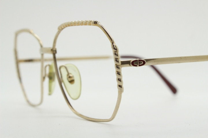 Christian Dior 80s vintage octagon eye glasses. Angular sided metal optical frame with barley twist detail. Prescription eyeglasses. RX