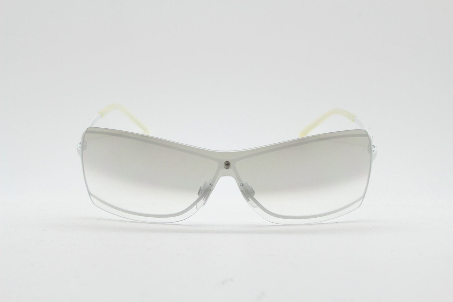 Y2K vintage visor sunglasses. Frameless 2000's wraparound mini mask shield design with graduating mirror glazed mono lens. BNWT. 00's. 90S
