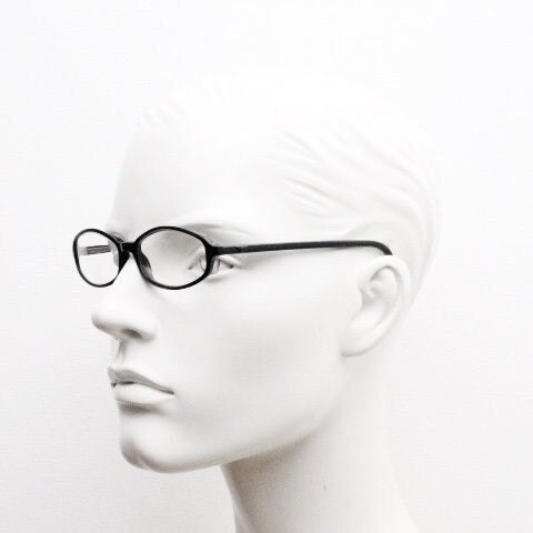 Emporio Armani oval eye glasses model 646 made in Italy. Black gloss acetate slim optical frames. Prescription eyeglasses. RX spectacles