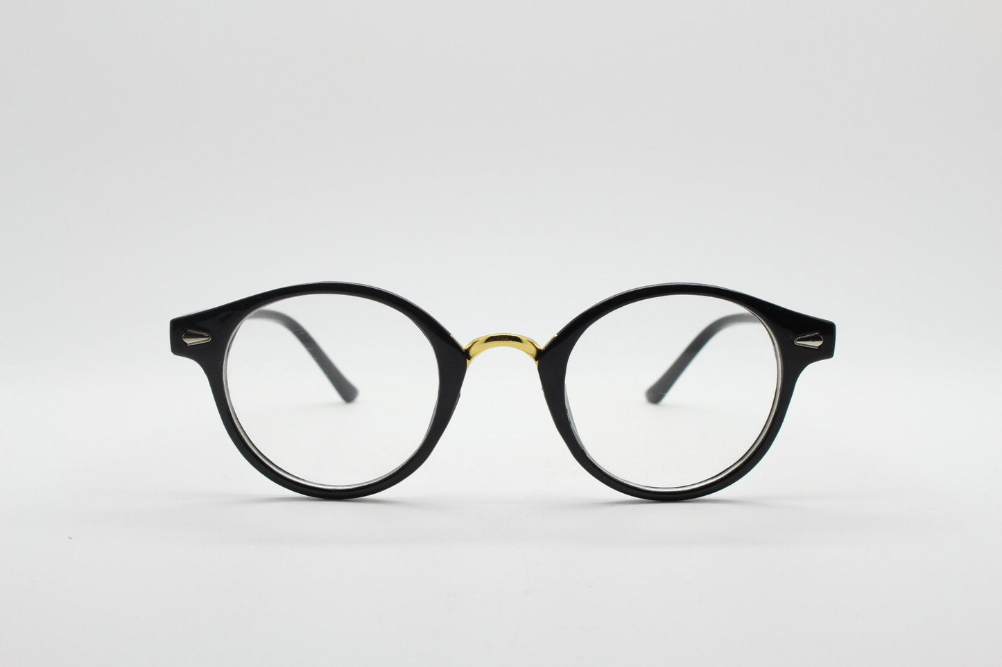 90s vintage slender frame glasses. Black with gold bridge optical frames. 40s, 50s style prescription eyeglasses. Clear lens eyeglasses. RX