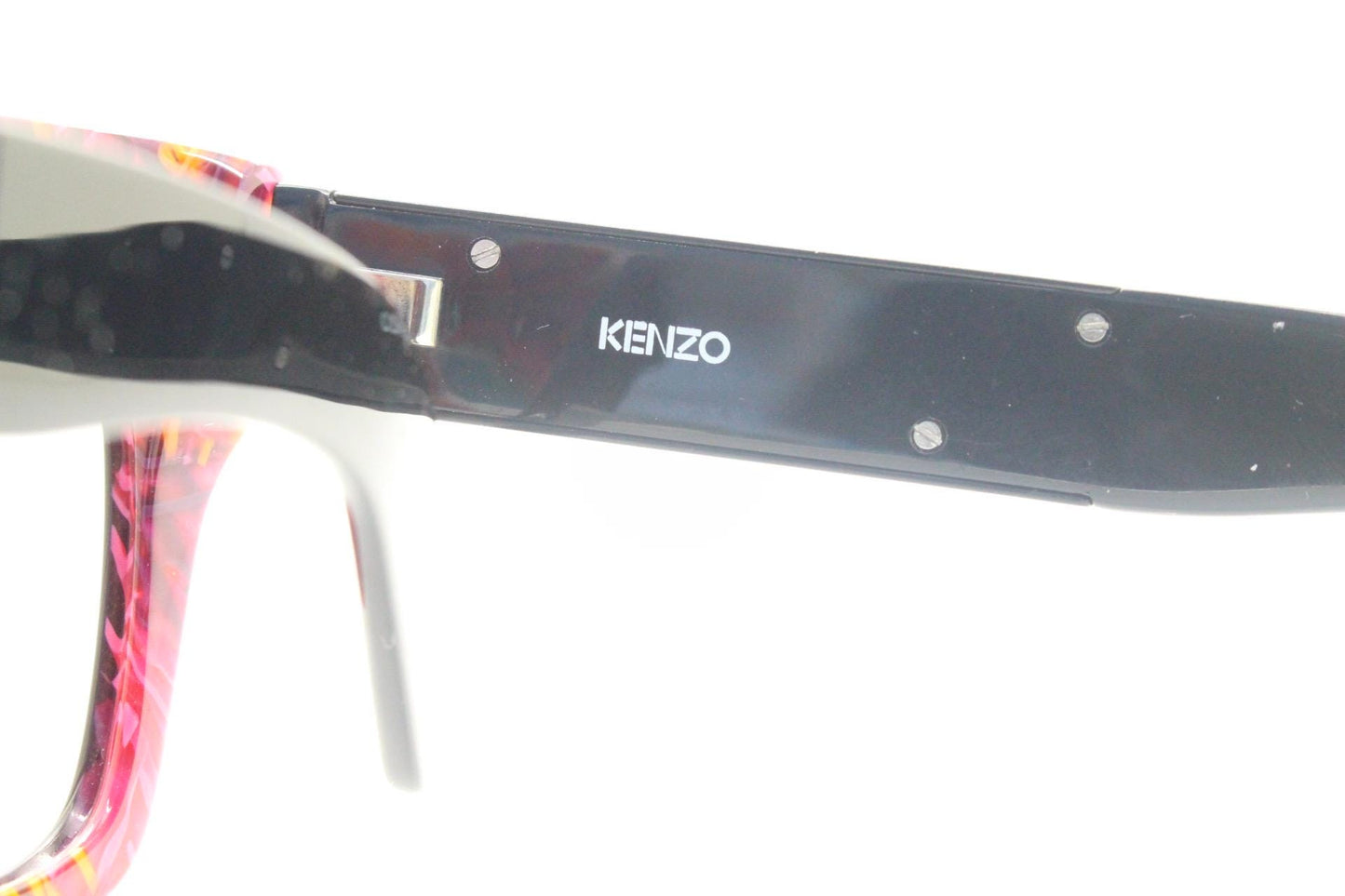 Kenzo vintage oversized chunky cat eye glasses. Big logo thick optical frame with dynamic red marble highlights. Womens RX. BNWT