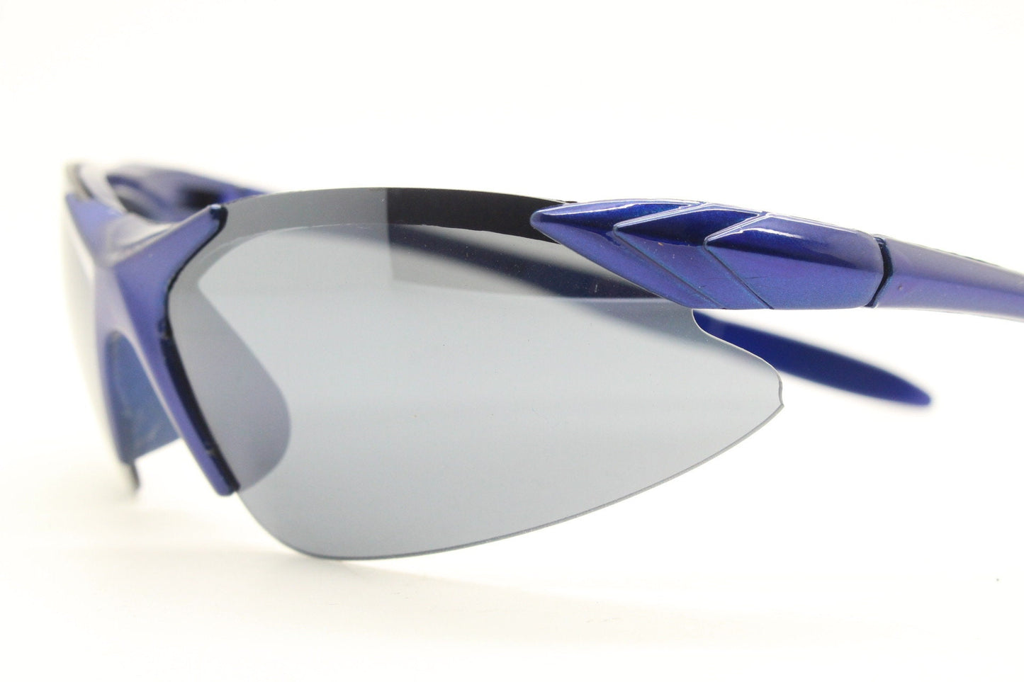2000s vintage visor sunglasses. Blue half frame wrap around sports shield with pointed lenses. Mini mask. Cycling. Y2K. NOS