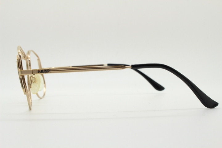 Fila 80s vintage hexagon eye glasses. Angular 6 sided metal optical frame. Mens prescription eyeglasses. RX spectacles. NOS