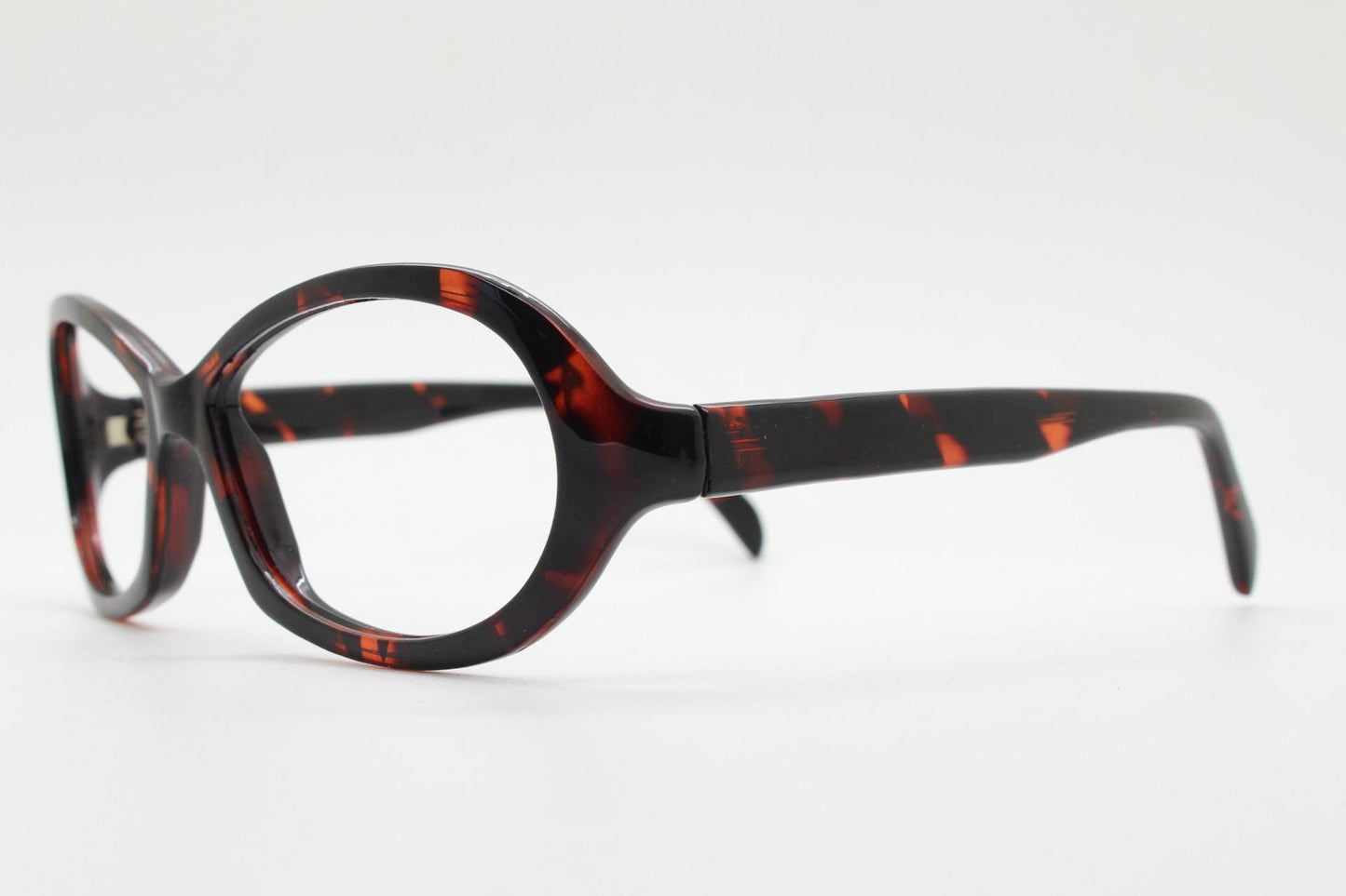 80s vintage oval eye glasses. Tasteful and effective simple design in dark tortoise. Optical frames. Prescription. RX spectacles. NOS