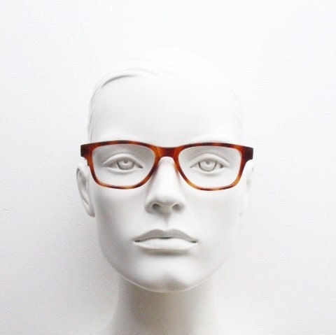 Isaac Mizrahi vintage rectangular eye glasses. Tortoise optical frames with contrasting black arms. Prescription RX. NOS spectacles