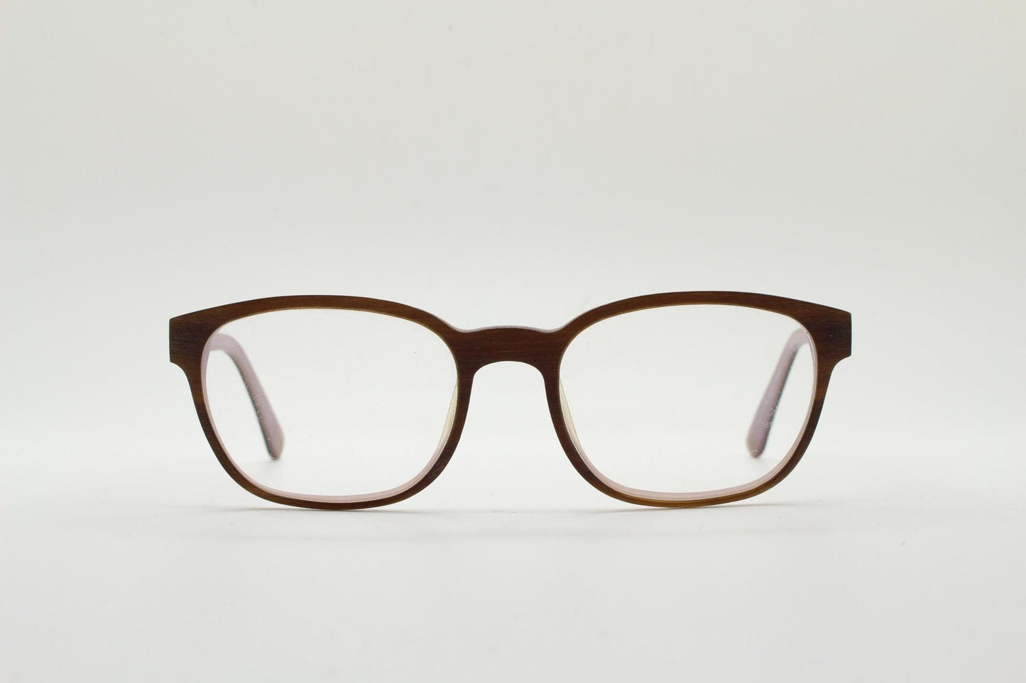 Bauhaus rectangular brown vintage eye glasses. Superior quality 'wood' look acetate optical frame. Prescription RX Spectacles