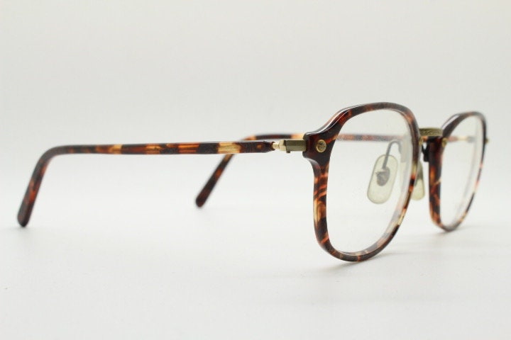 Faconnable 90s vintage rectangular eye glasses model Cliftland. Vibrant tortoise gloss acetate optical frame. Prescription. RX spectacles