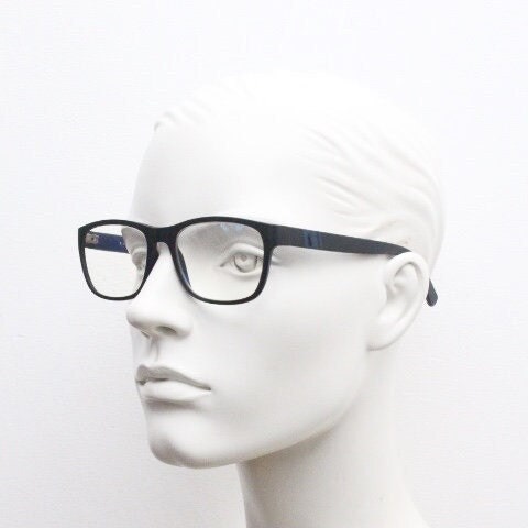 Ralph Lauren rectangular black eye glasses. Matt finish acetate optical frame with subtle logo's. Prescription eyeglasses. RX vintage