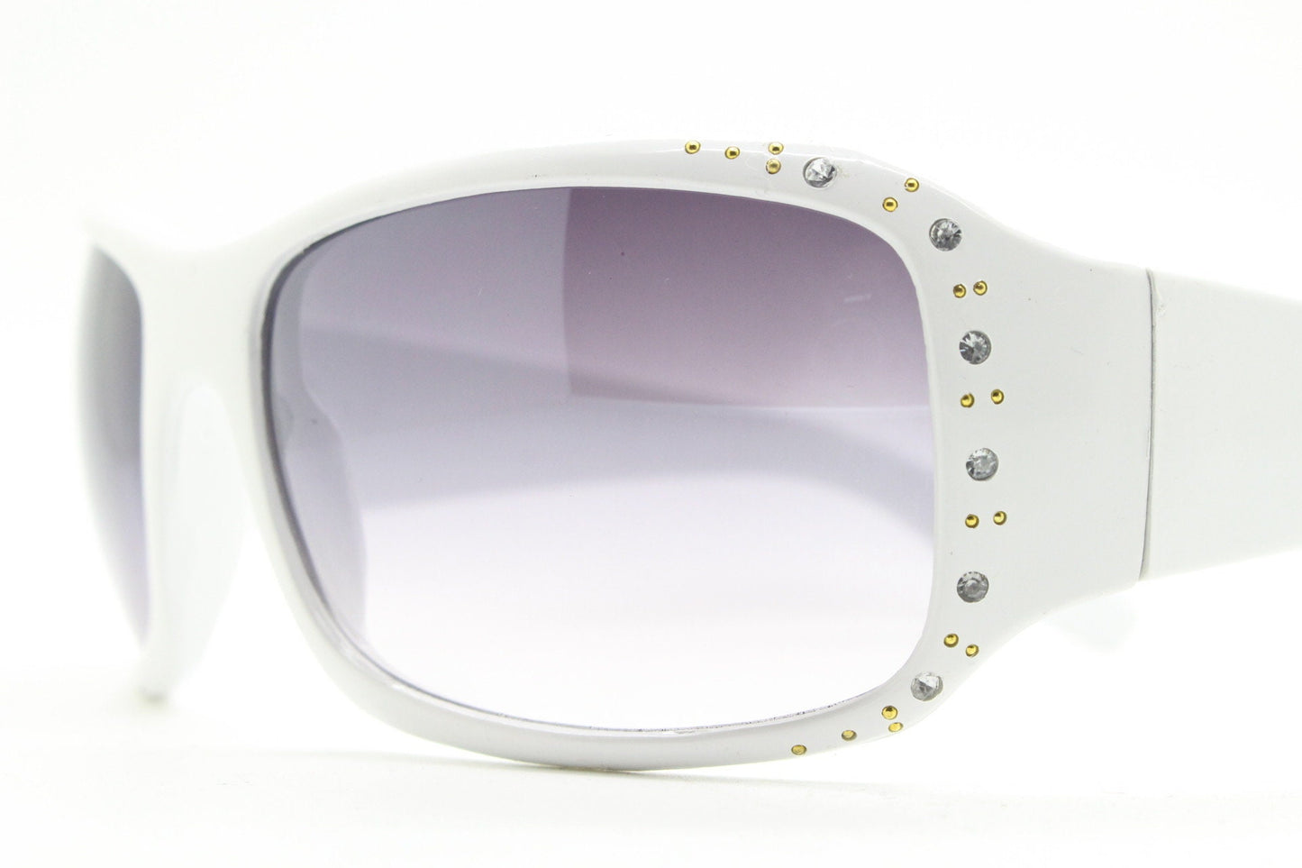 Y2K vintage white shield sunglasses with diamante. Definitive 2000s lethal bling wrap around mini mask with curved lenses. Unused NOS visor