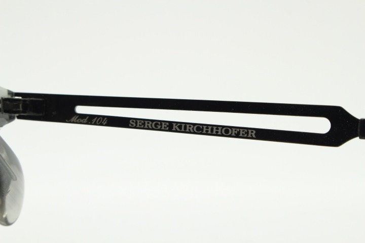 Serge Kirchhofer vintage round titanium eye glasses made in Italy. Transparent grey acetate optical frames. Prescription eyeglasses. RX