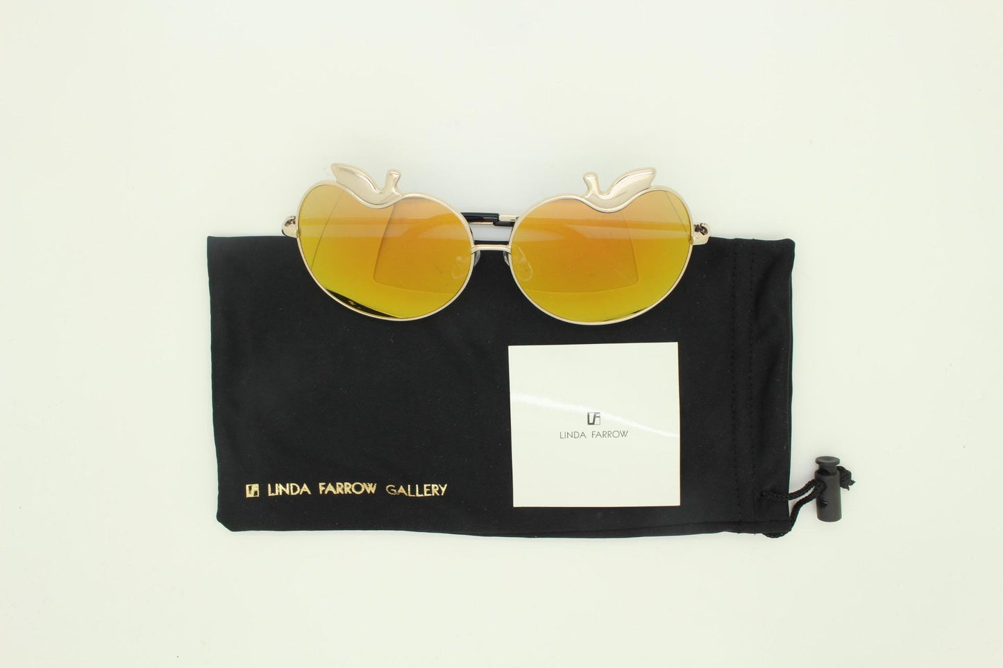 Markus Lupfer for Linda Farrow Gallery gold mirror apple design sunglasses made in Japan. Modern eyewear classic. NOS Y2K vintage