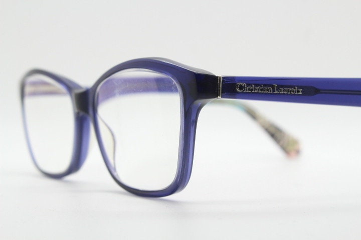 Christian Lacroix modified cat eye glasses. Artistic patterned acetate optical cateye frames. Prescription RX eyeglasses