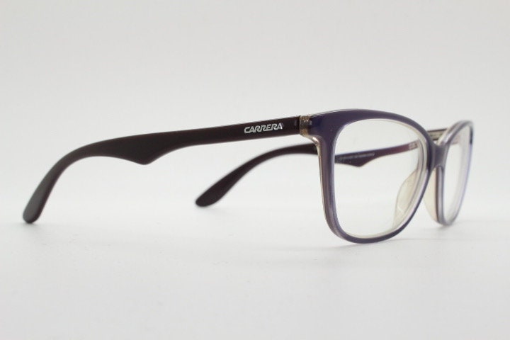 Carrera rectangular cat eye glasses. Deep purple layered acetate small cateye optical frames. Prescription eyeglasses. Vintage RX spectacles